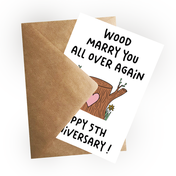 Wood Wedding Anniversary Card