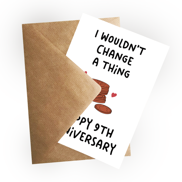 9th Wedding Anniversary  Card